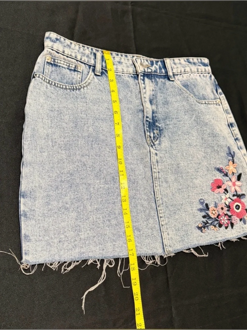 Audrey Parks x Francesca's Blue Raw Vintage-Inspired Mini Skirt Women's L NWT